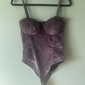 Lulu's Plum Velvet Bodysuit